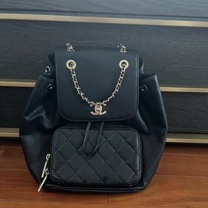 Chanel black business affinity backpack